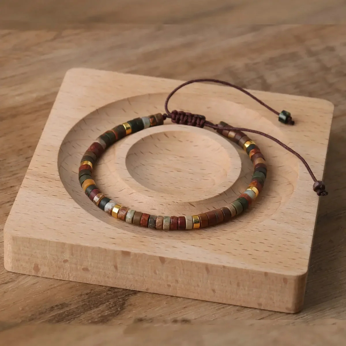 1 piece of Picasso Jasper bead bracelet adjustable high-quality minimalist bracelet natural stone bracelet Dainty bracelet 250428