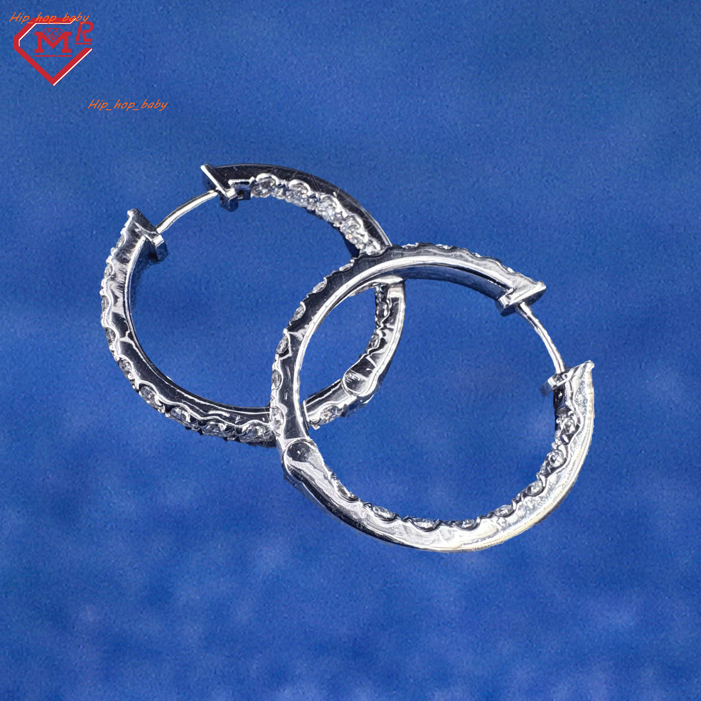 Custom Miossanite Hoop Earrings 925 Silver Jewelry D VVS Hip Hop Men Women Moissanite Earrings
