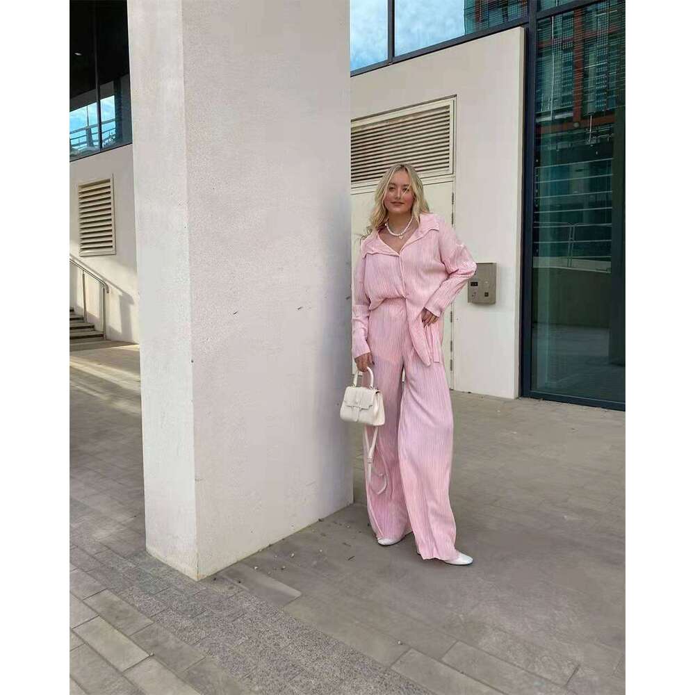Hot selling items in spring summer of 2022, European American solid color texture loose and slimming pleated suit 20250083, 2025 new casual versatile 