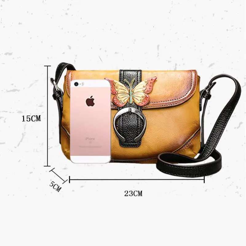 MOTAORA Retro Genuine Leather Handbags For Women New Hand Painted Shoulder Bags Casual Small Messenger Bag Female