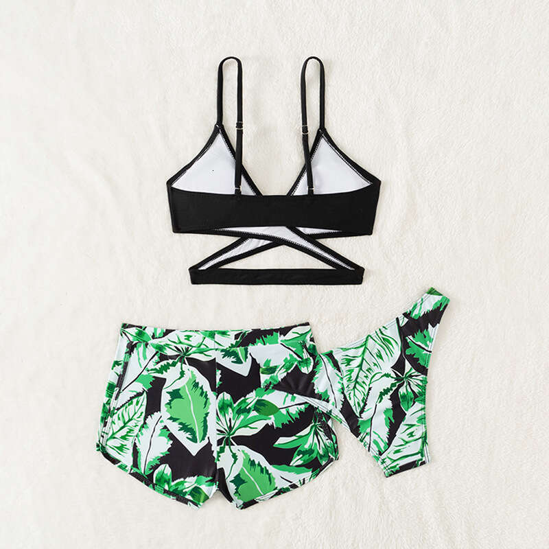 Three piece Swimsuit Set with European American Printed Children's Swimsuit, Girls' Bikini, 2025 New Style, Unique and Elegant Clothing