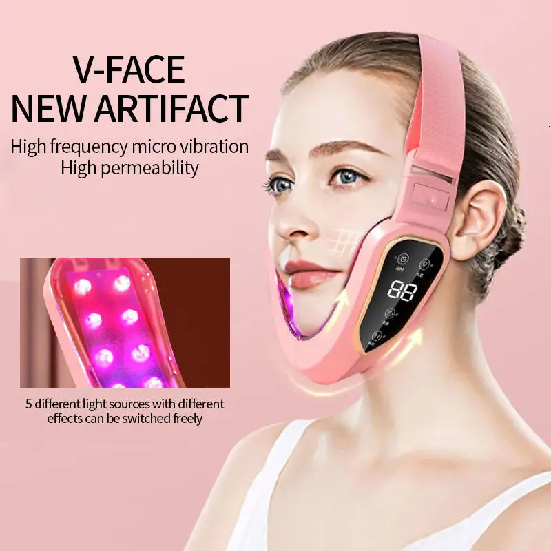 LED Pon Therapy Slimming Vibration Massager Lifting Device Heated Double Chin V Face Vibration Massager 250422