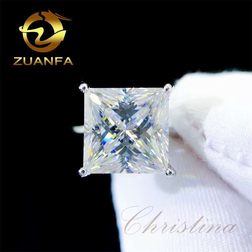 Fine Jewelry Princess Solitaire Engagement Ring 10K 18K Solid Gold 6ct Moissanite Diamond Engagement Rings