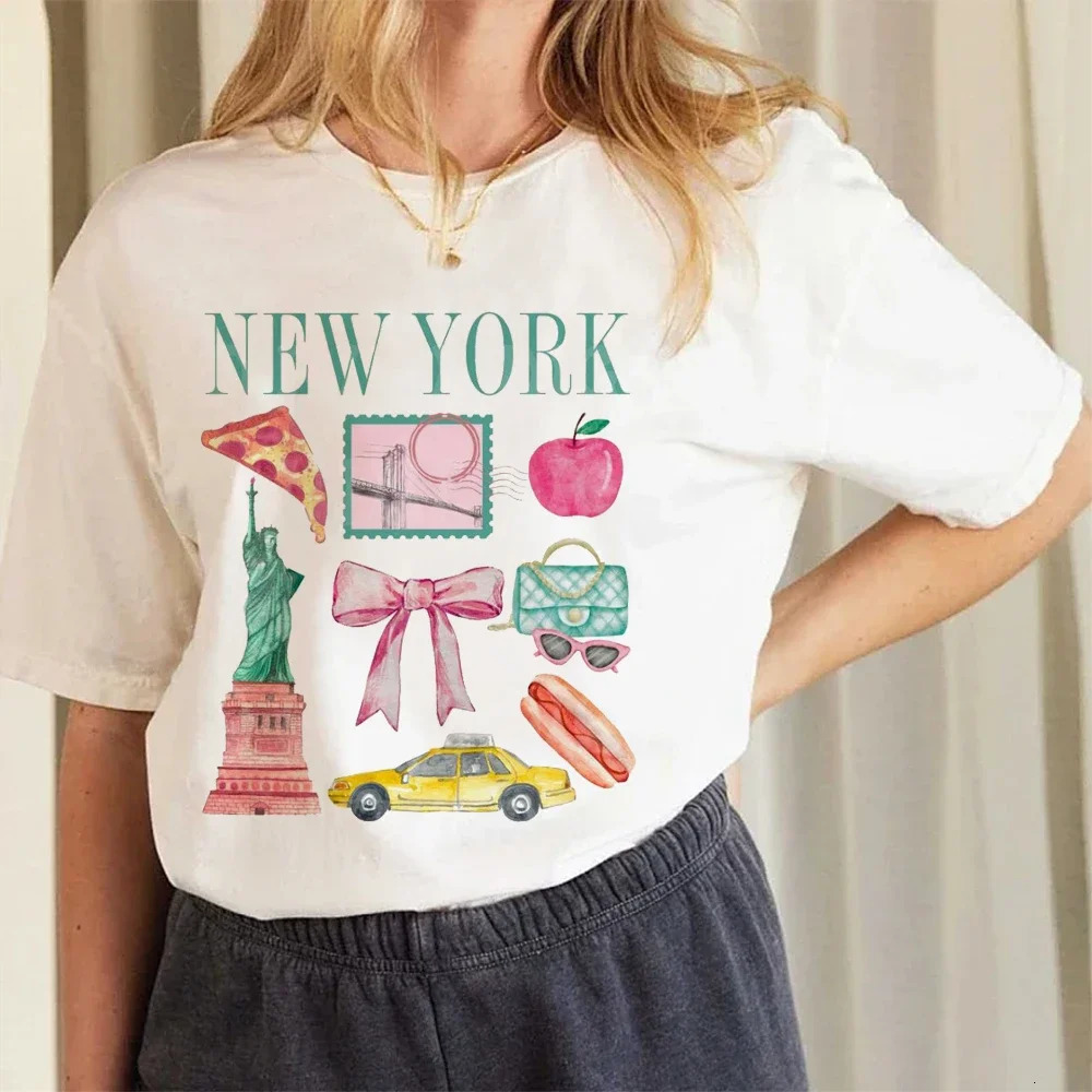 Womens T-shirt Clothing Summer Fashion Womens Short sleeved T-shirt Casual Cute Regular Pattern O-neck Top 250428