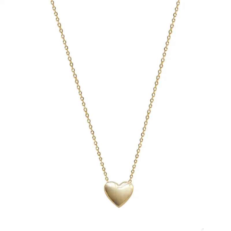 925 sterling silver glossy heart-shaped pendant necklace womens gold-plated 14K gold fashionable temperature anniversary jewelry 250428