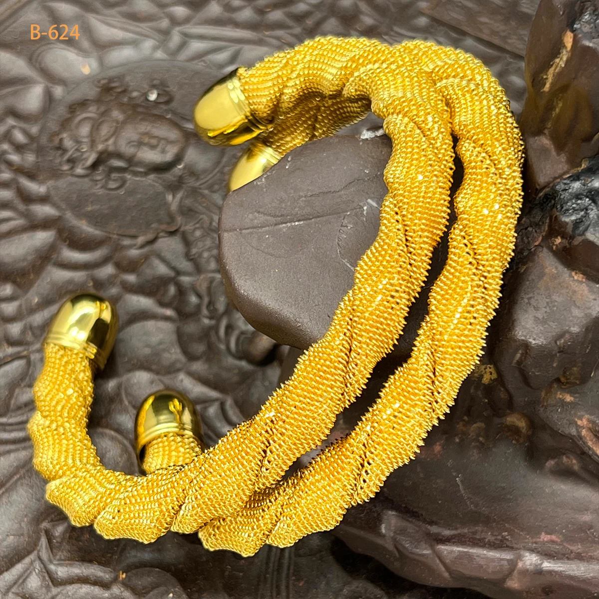 ANIID Dubai 24K Gold Bracelet Womens Arabic Charm Bracelet Cuff Bracelet Nigeria Wedding Jewelry Party Gift 250425