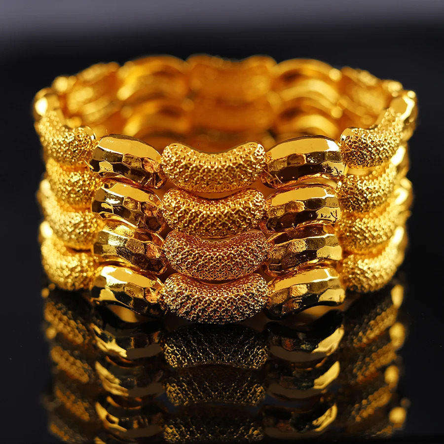 4pcs 24K Bracelets from Ethiopia Dubai Middle East Africa Womens Gold Bracelets Jewelry Middle East Wedding Gifts 250425