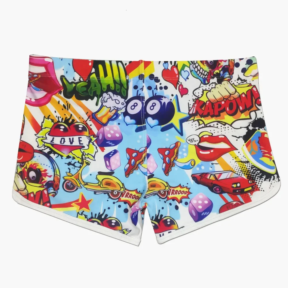 Mens swimwear fashion cartoon shorts quick drying beach sports interference machine 250430