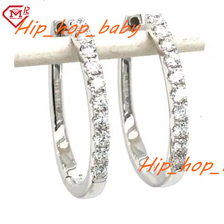 Gorgeous Moissanite Hoop Earrings Shiny Iced Out VVS Moissanite Oval Huggies Moissanite Earrings