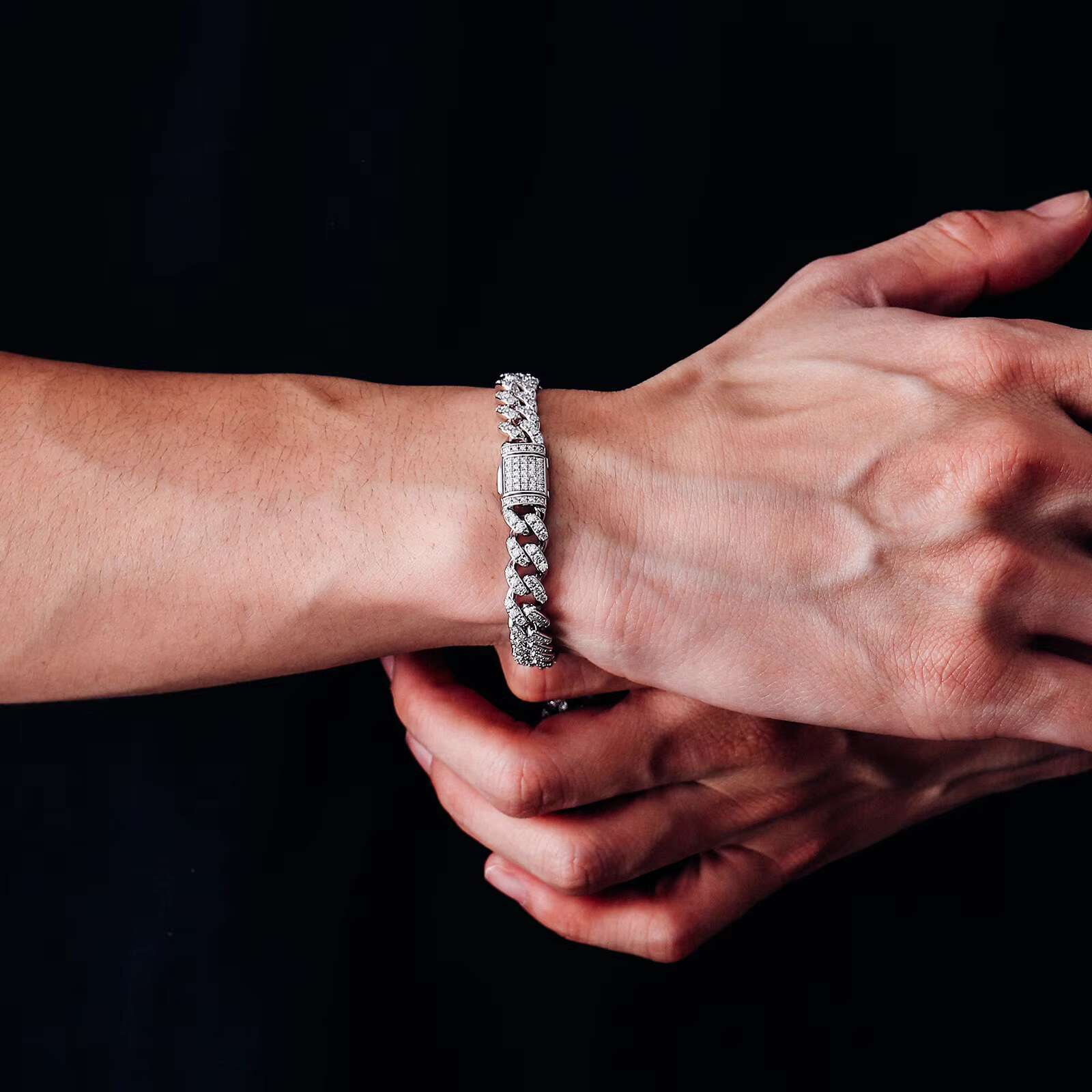 925 Silver Cuban Chain 6mm Silver With Moissanite 1 Row Stones 7 Inches Hip Hop Style Fine Jewellery Customised Anniversary Gift