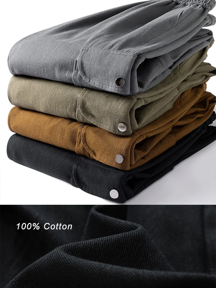Large mens jogging cargo pants 8XL 7XL 6XL street clothing washing cotton casual bag pants solid color loose mens Trousers 250428