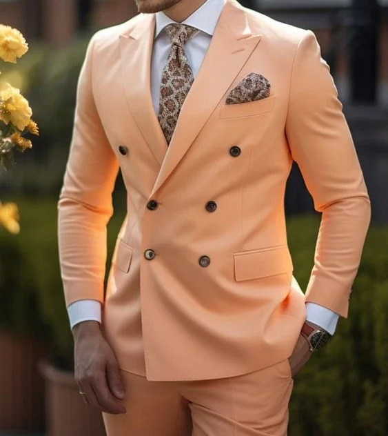 Sage Green Mens Wedding Dress Solid Color 2piece Japanese Plus Size Double Chest Six Button Formal Business Set 250428