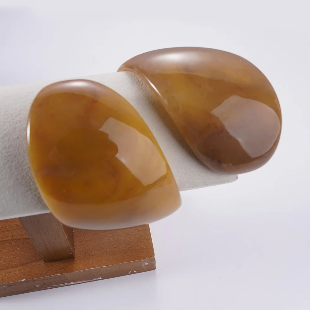 Vintage Wide Geometric Large Resin Bracelet Brown Irregular Chunky Clear Open Bangle Jewelry Gift for Women Girls 2025 250519