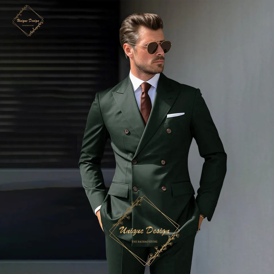 Mens Elegant Chocolate Brown Double Chest Set Suitable for Fashionable Formal Wearing Custom Tailcoat Used Wedding Banquet 250428