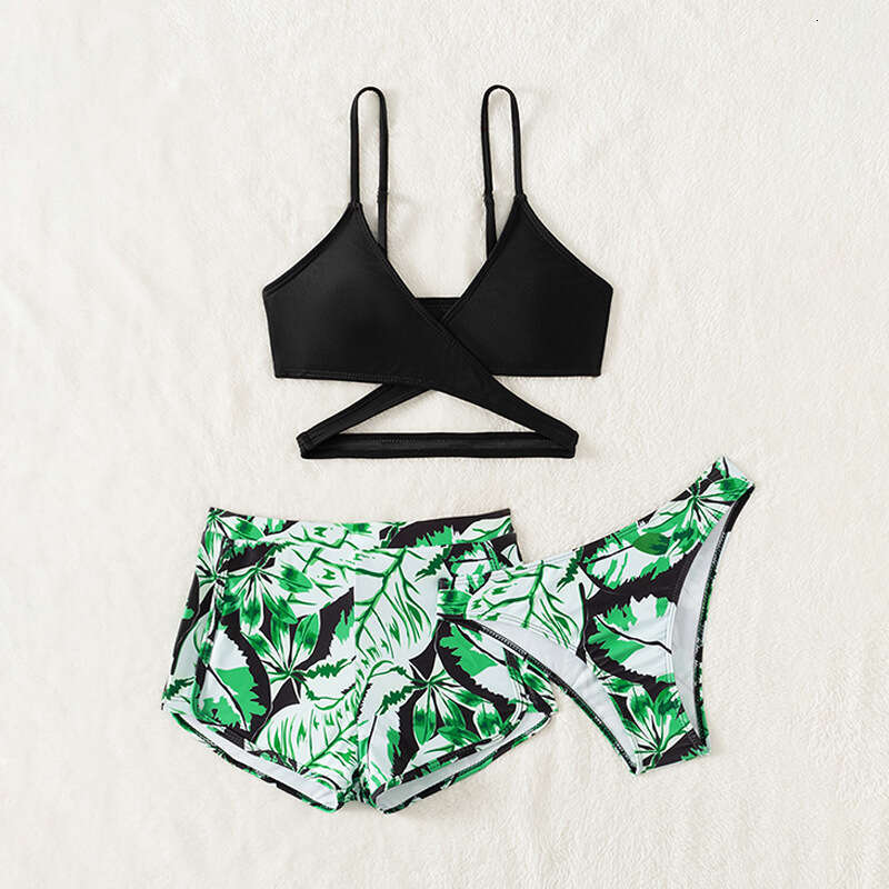 Three piece Swimsuit Set with European American Printed Children's Swimsuit, Girls' Bikini, 2025 New Style, Unique and Elegant Clothing