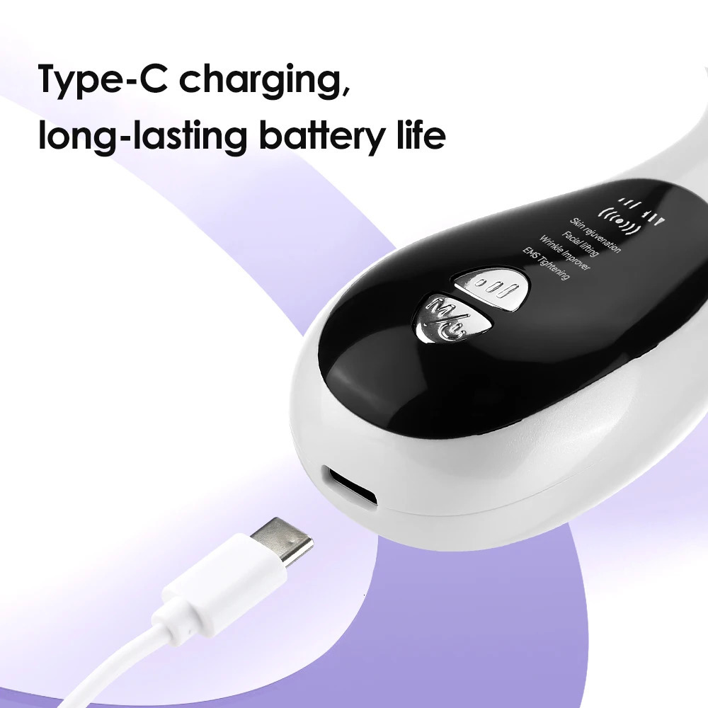 EMS Face Neck Lifting Beauty Device LED Pon Skin Rejuvenation Tighten Anti-aging Firming Sonic Vibration Massager 250422