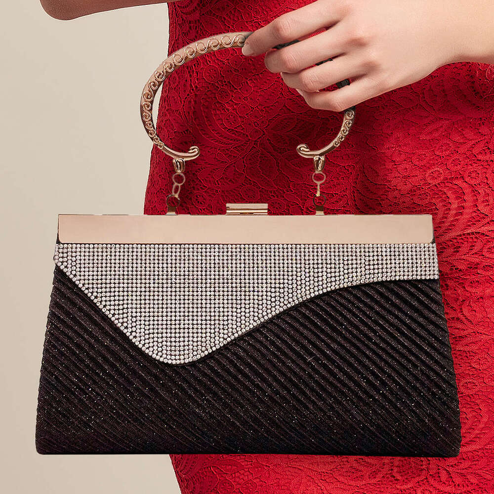 Dinner Bag New Water Women S Banquet Bag With Diamond Set Metal Handbag Straight Bride KQ