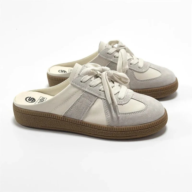 Women Mules Shoes Slip-On Round Toe Loafers Walking Sneakers Lazy Clogs Platform Summer Slip On Creeper Baotou Half Slippers 250421