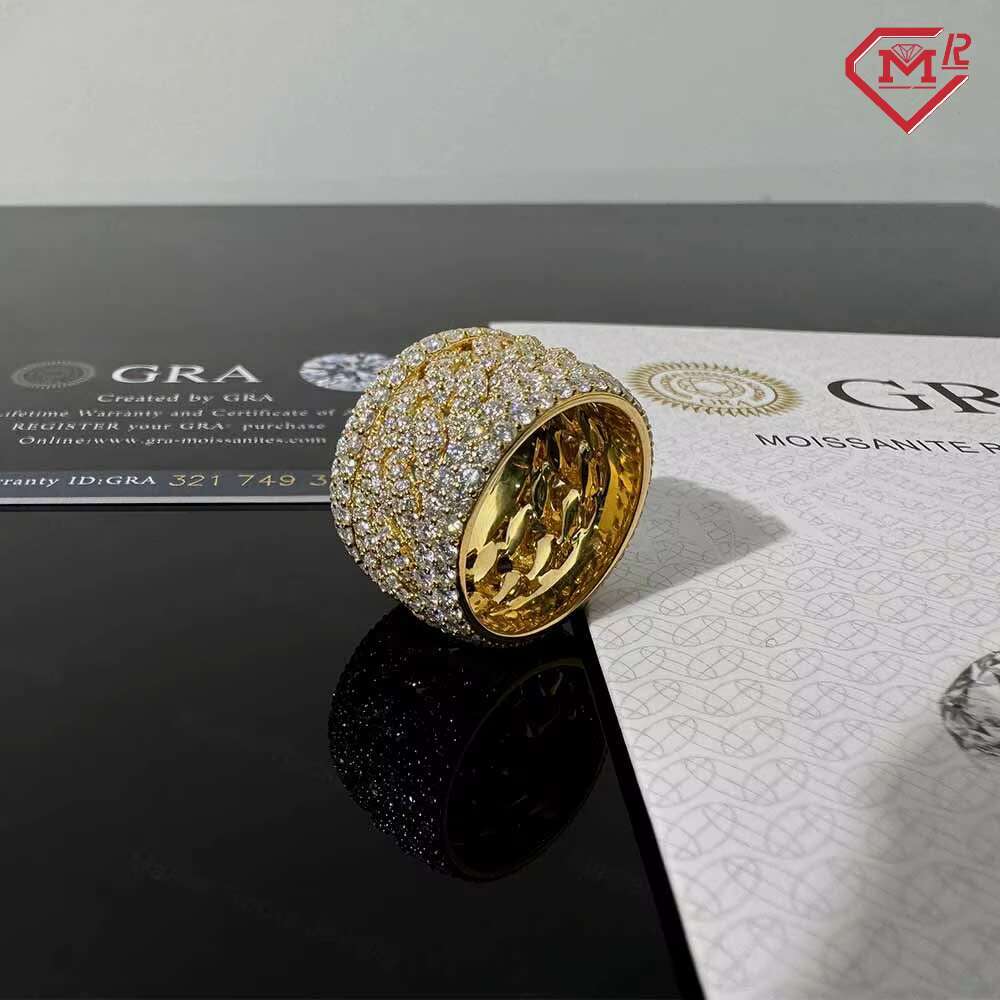 Custom Rings for Men 925 Sterling Silver Iced Out Pass Diamond Test Rapper Resizable Moissanite Ring
