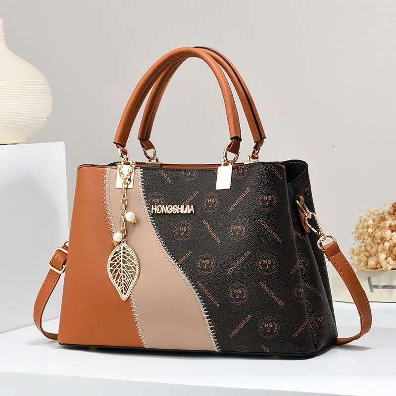 Women's Fashion Printed Decorative Handbag Splicing Contrast Shoulder Crossbody Bag