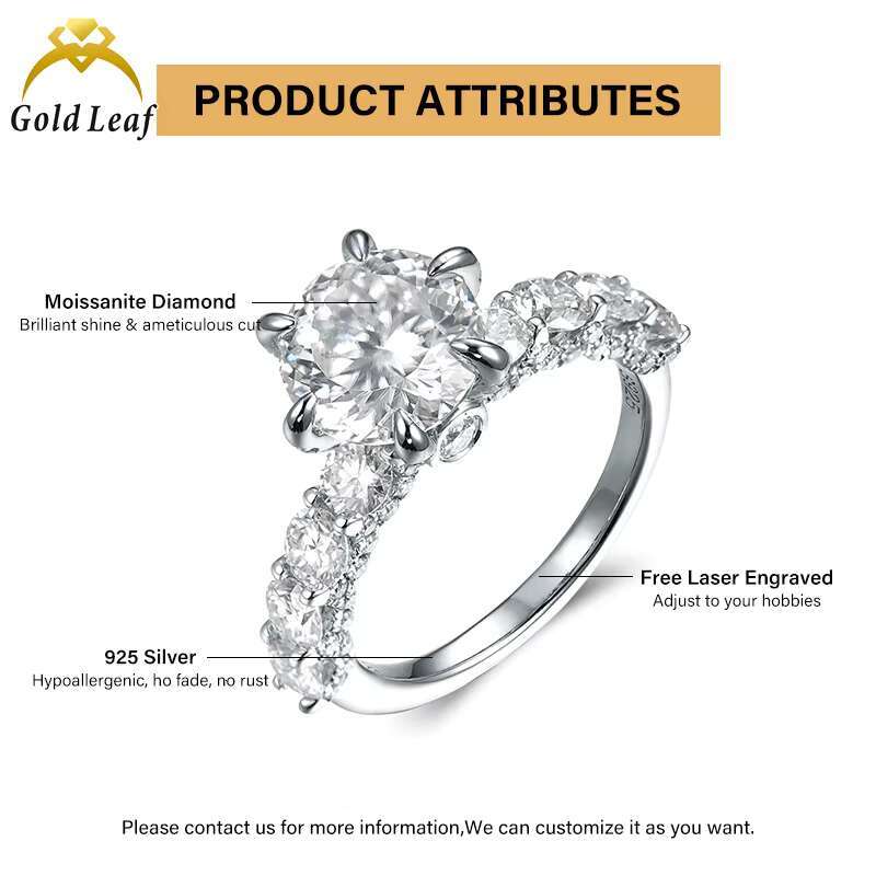 Goldleaf Best Selling 925 Sterling Silver Moissanite Diamond Engagement or Wedding Ring Gold Plated With VVS Clarity for Gift
