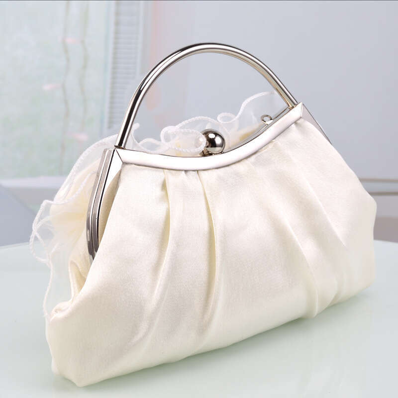 Dinner Bag New Women S Mesh Flower Handbag Exquisite Satin Evening Bag Bride Fairy Bag KQ