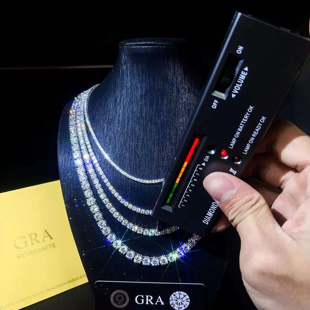 Vintage Style 2mm Wide Fine Jewelry Chain 16-24 Inches 925 Silver with Moissanite Tennis Chain for Women Elegant Necklace