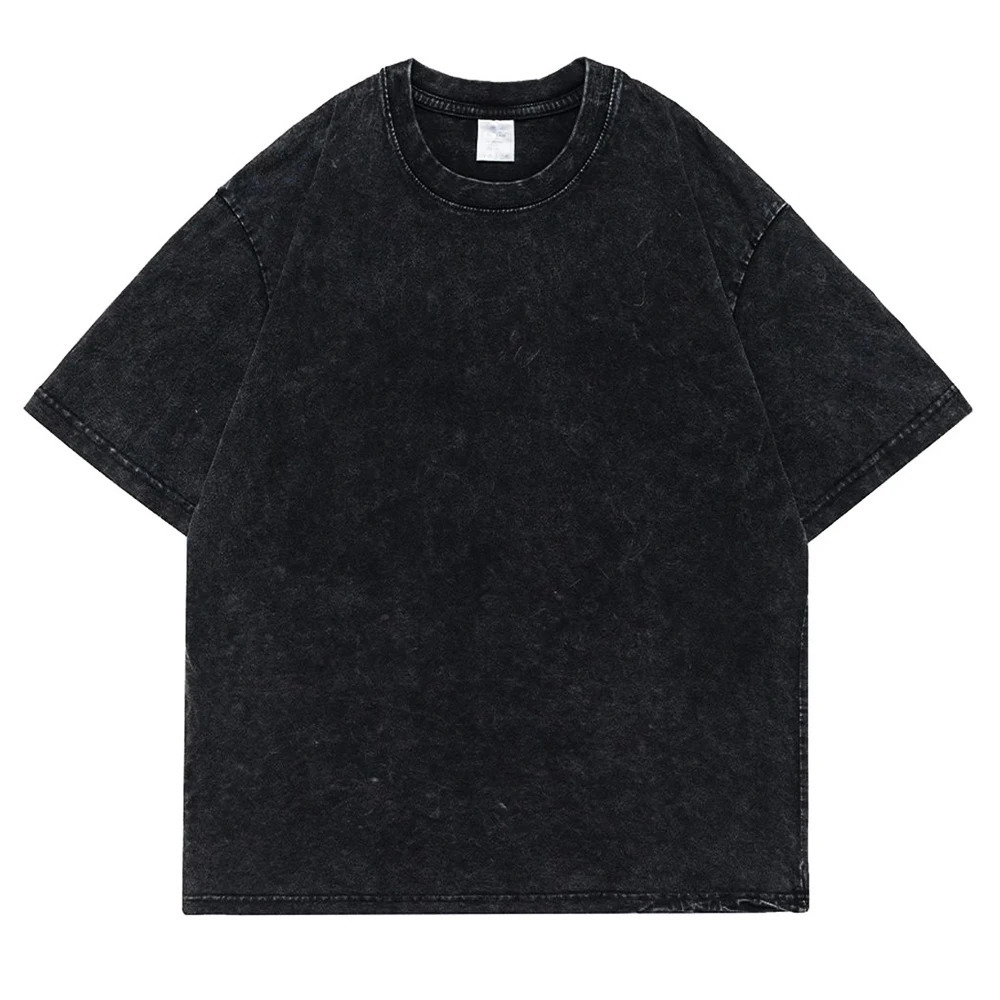 230g 100 pure cotton retro punk Tshirt with off shoulder sleeves mens short sleeved solid color hiphop loose 250430Z