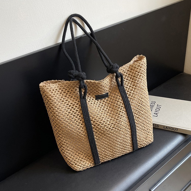 Free Shipping! 2025 Bestseller Straw Woven Tote Bag for Women - Oversized Openwork Shoulder Purse Spring Summer Luxury Beach Bag w/Subtle Elegance