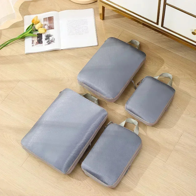 4Pcs Travel Compression Packing Cubes Bag Portable Suitcase Cloth Organizers Waterproof Luggage Storage Cases Drawer makeup bag 250605