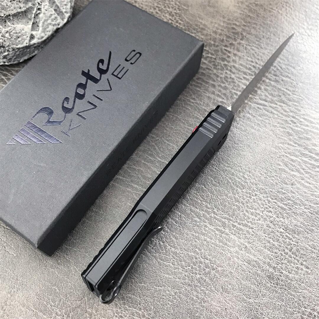 2Models Reate Assisted Open Folding Knife 2.76 D2 Satin Plain Blade, T6-Aluminum Handles