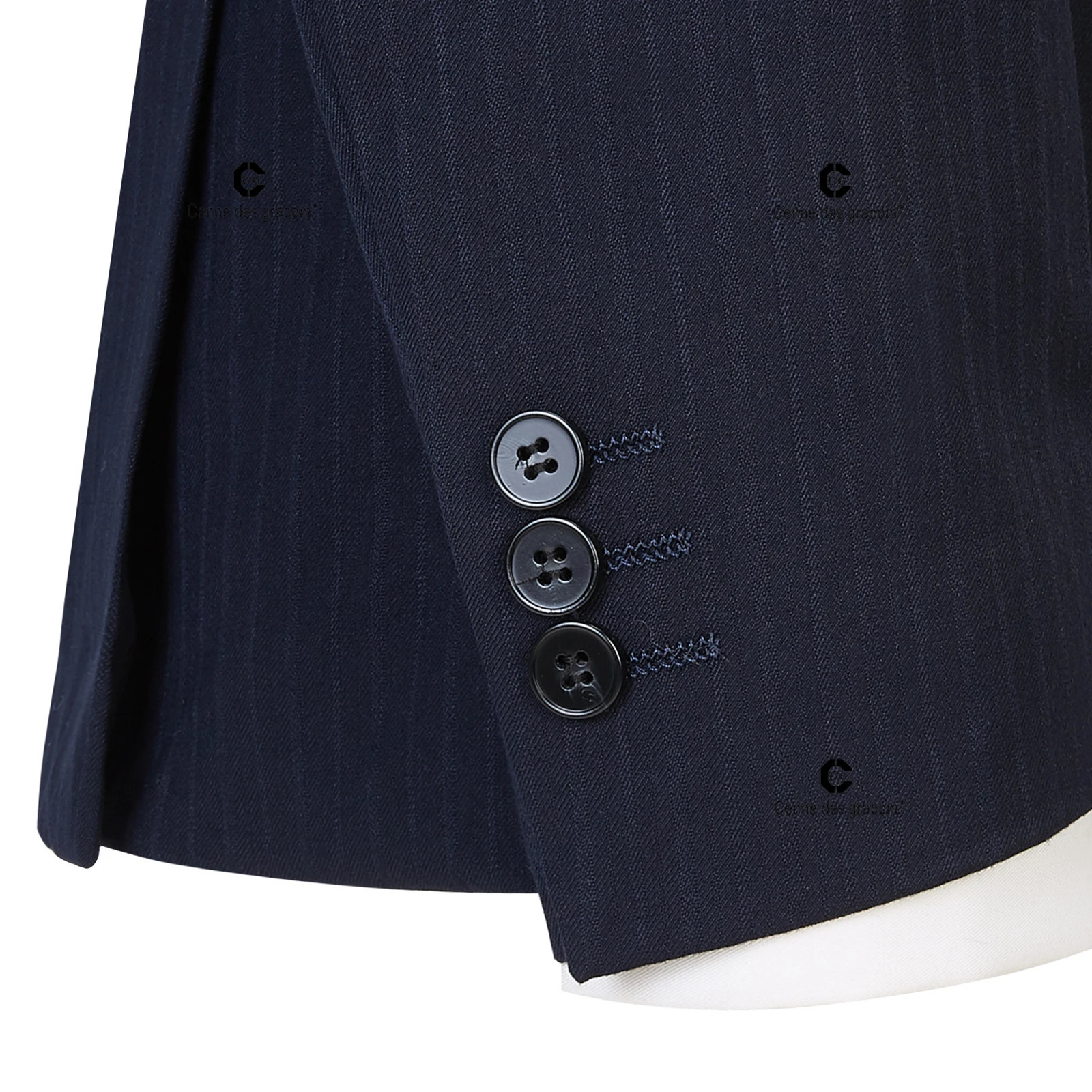 Cenne Des Graoom Double Chest Blue Black Striped Mens Custom 2piece Jacket Pants Business Meeting Wedding 250428