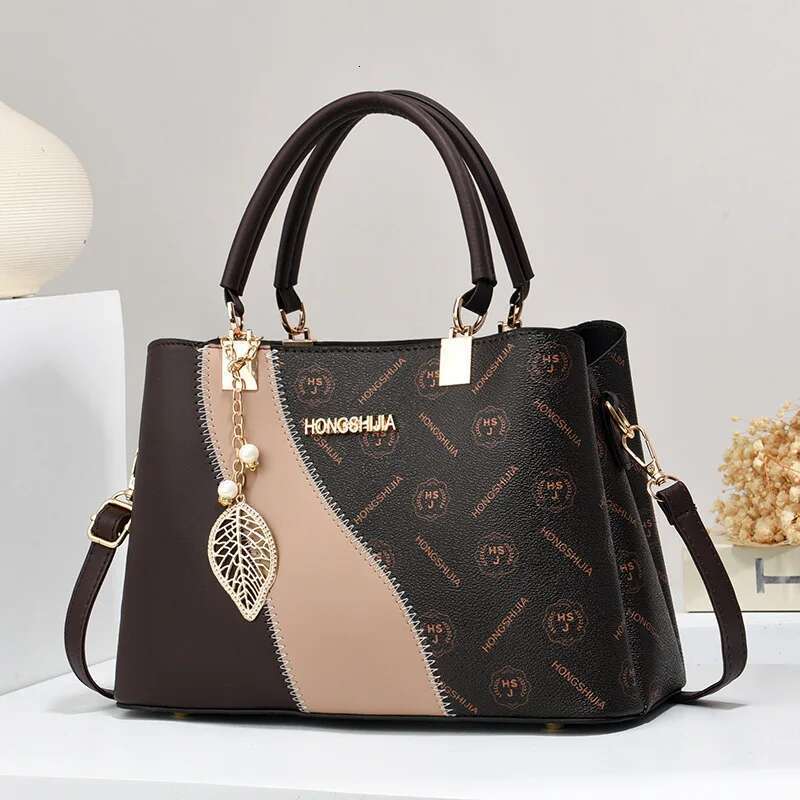 Women's Fashion Printed Decorative Handbag Splicing Contrast Shoulder Crossbody Bag