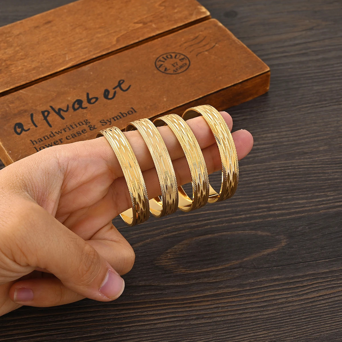 4 pieces of 24K gold-plated 45MM cute rens size bracelets high-quality Dubai Ethiopian bracelets African party gifts 250425