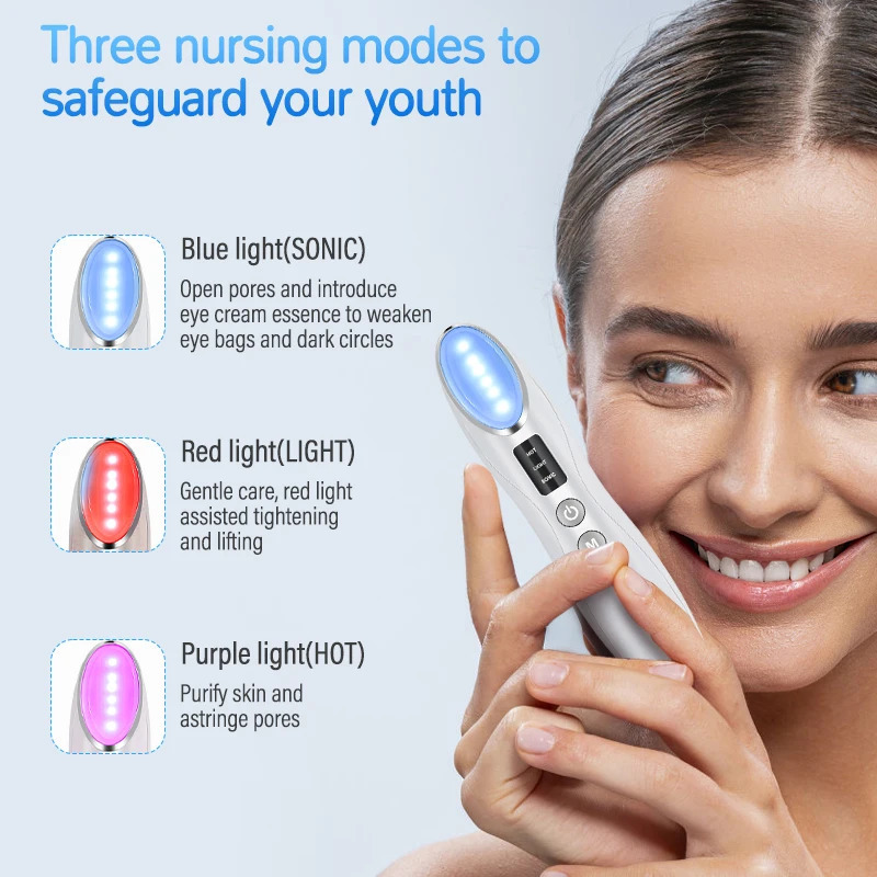 Eye massage introducer lightens dark circles eye bags eye pencil vibration heats IPL eye beauty device 250422