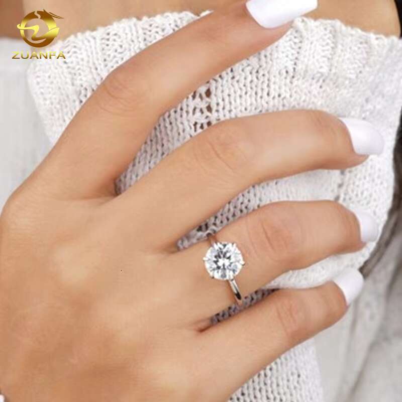 High End Jewelry High Quality H A Cut Lab Diamond Wedding Rings Classical 6 Prongs14K Solid White Gold Engagement Ring