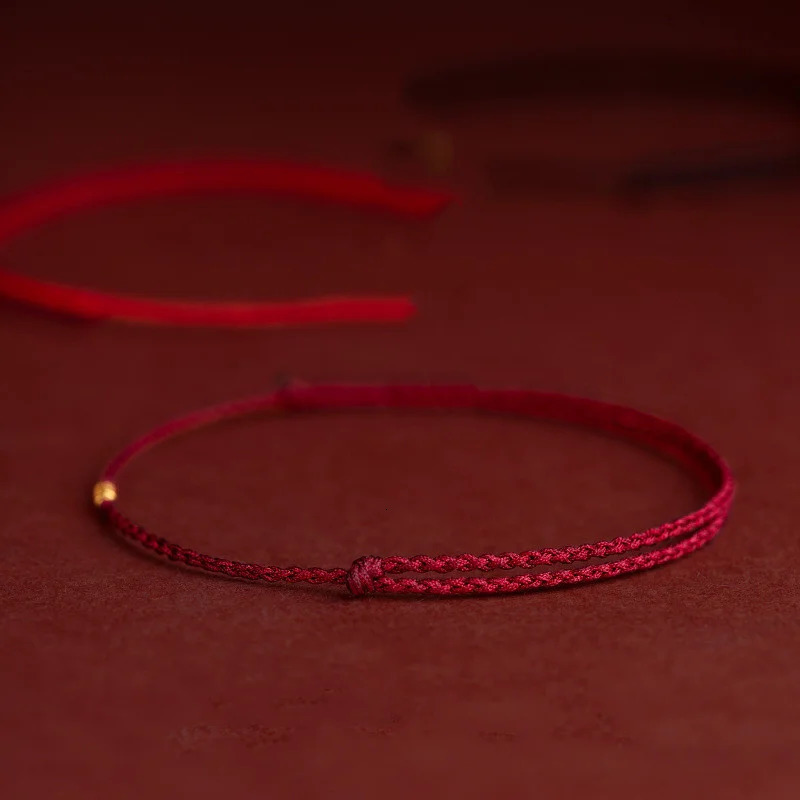 Fashionable handmade gold bead red rope lucky bracelet with adjustable length round charm bracelet mens lover gift 250424