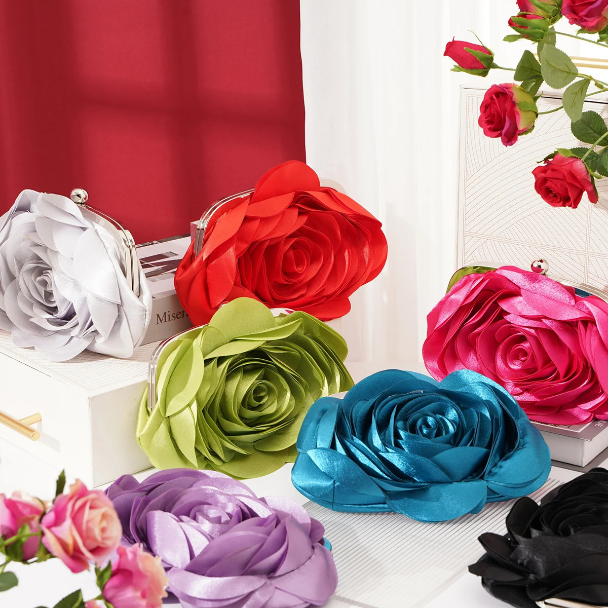 selling evening bag flower bridal small wallet complete set of party handbags wedding ladies chain clutch EB034 250428
