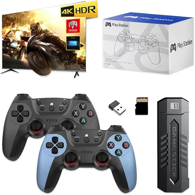 New Retro Game Console Stick, Nostalgic Game Stick, 30+ Emulators Built in 256 TF Card & 60000 Games, 2.4g Wireless controlle,Plug and Play TV Video G