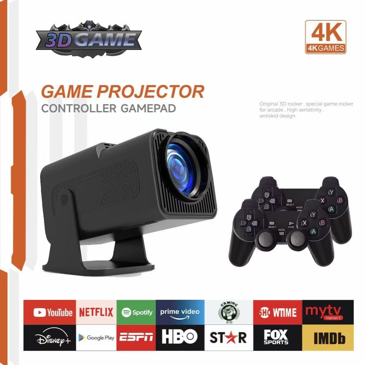 X12 PLUS retro gaming projector,4K HD TV video game stick, Portable projector with 10000+ Games,HDMI Output, WIFI