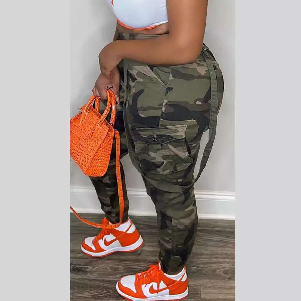 2234 Europe and America street fashion camouflage versatile ankle strap overalls 2025 new style temperament chic elegant clothing