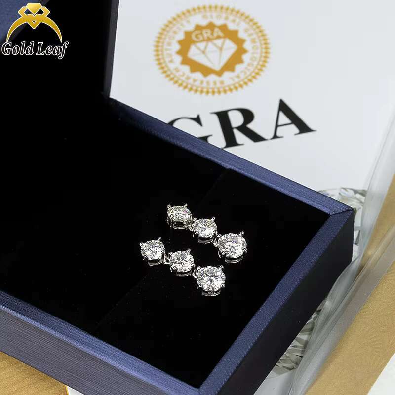 Goldleaf 925 Silver Diamond Drop Earrings VVS D Moissanite Earrings with GRA Certificate Pass Diamond Tester Fine Jewelry