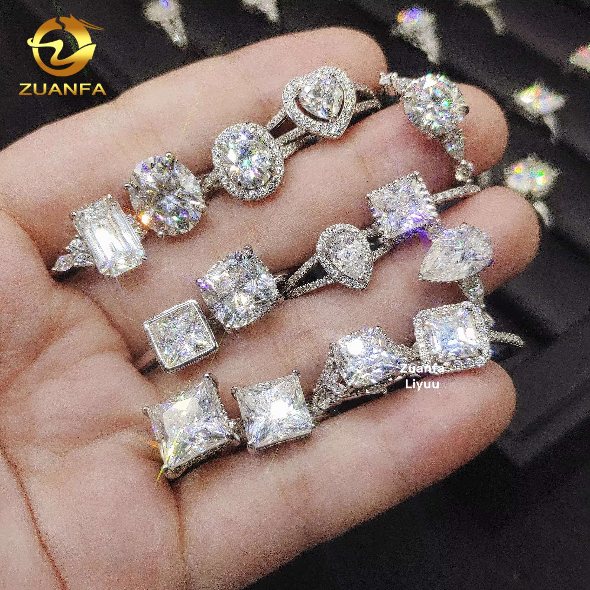 Luxury Women Diamond Rings 925 Sterling Silver Jewelry Fancy Cut VVS Moissanite DIamond Wedding Rings