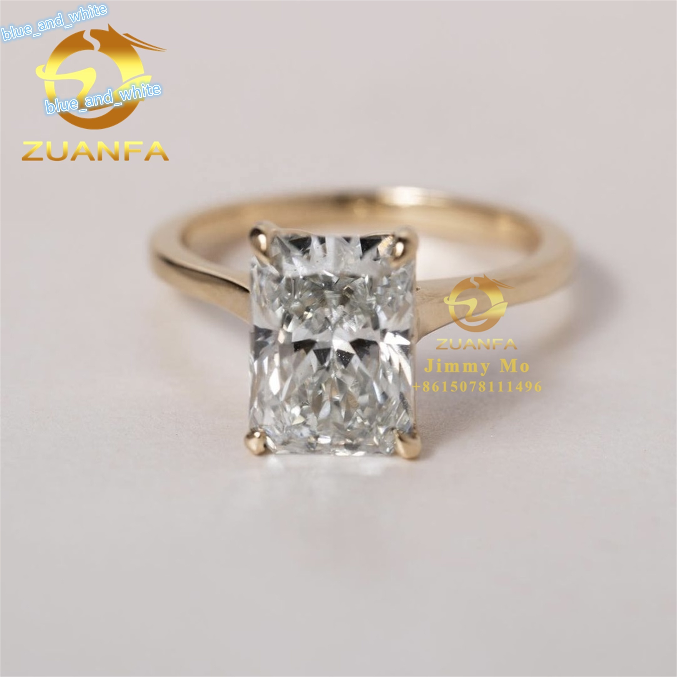 Hidden Halo Custom Bridal Jewelry 10k 14k 18k Yellow Gold 3CT Crushed Radiant VVS1 Moissanite Diamond Engagement Ring Women Gift