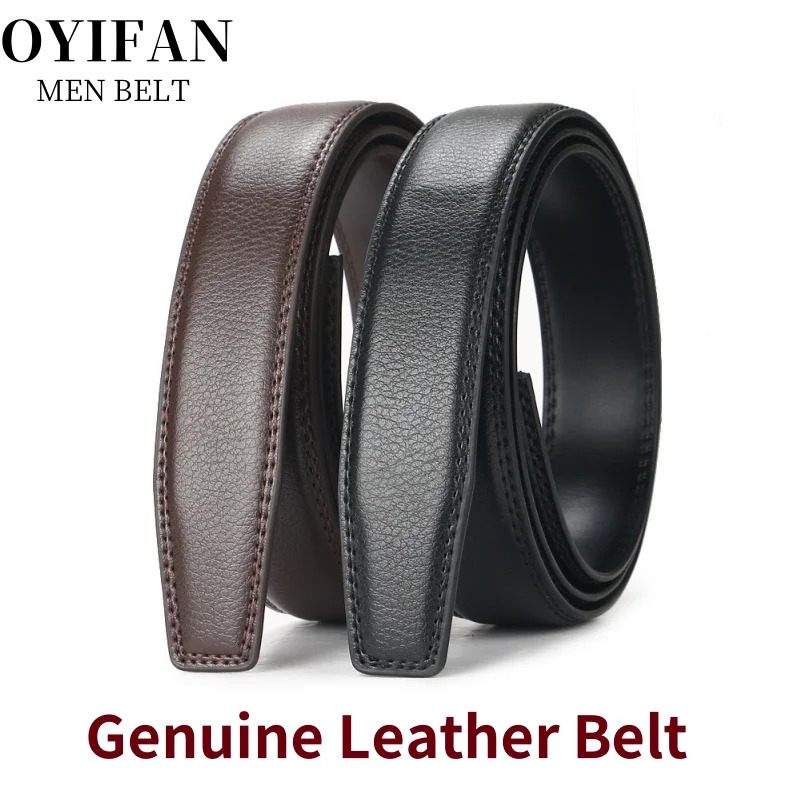 Mens Automatic Ratchet Belt Replacement Belt 3.5cm Genuine Leather Belt without Buckle for 4cm Automatic Buckle Combo Belt 250430