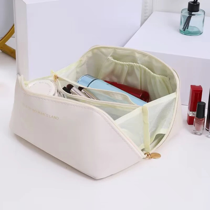 Pu Fashion Womens Pillow Makeup Bag Large Capacity Makeup Travel Organizer Bag Portable Handbag Square Washing Storage Bag 250425