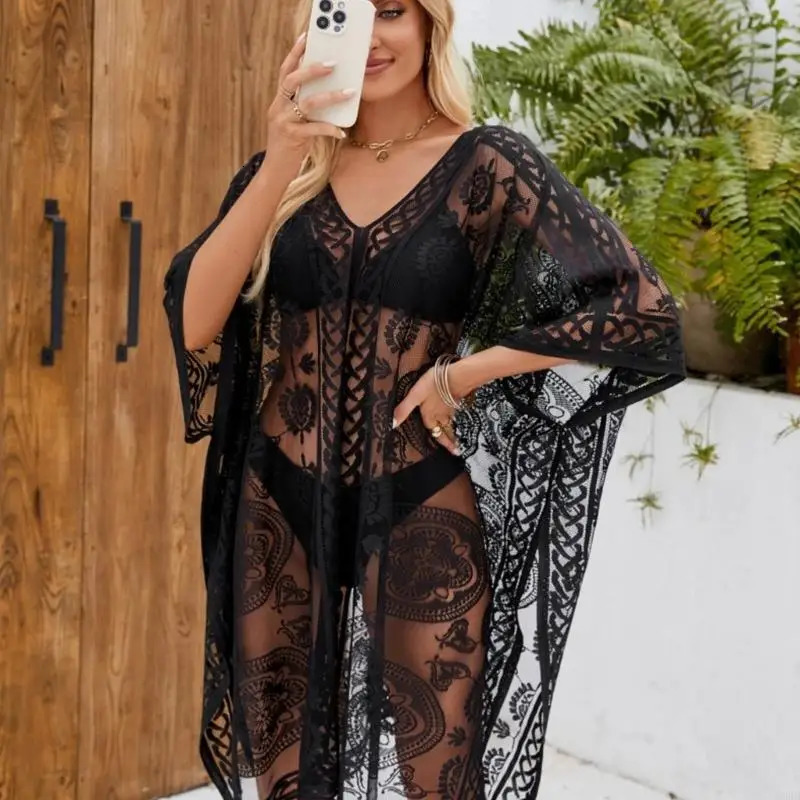 See Through Sheer Swimsuit Coverup for Womens Casual Loose 69HD 250422