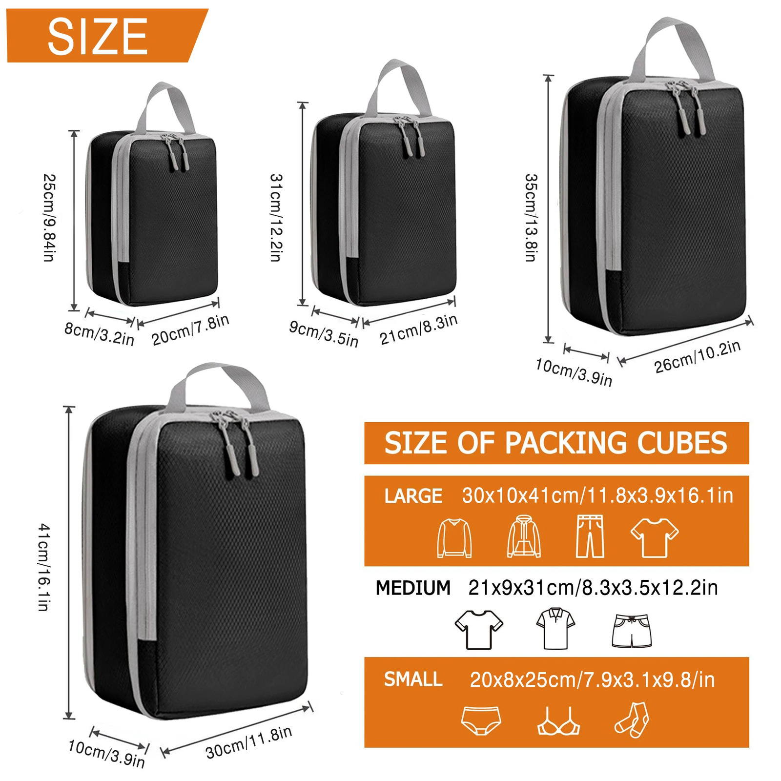 4pcs Large Capacity Travel Compression Packing Cubes Bag Portable Waterproof Suitcase Clothes Organizers For Travel Home Storage 250605