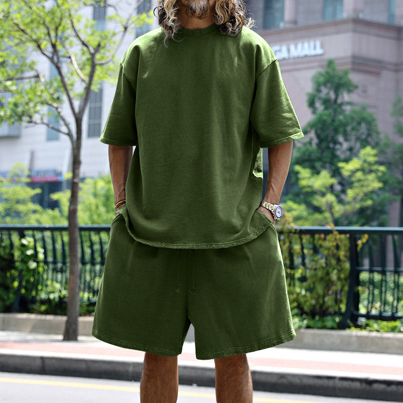 solid color man Tracksuits Tops Polos Set Casual Tshirt Designer Mens tee tops 2 pieces sets Business Jogger tracksuit