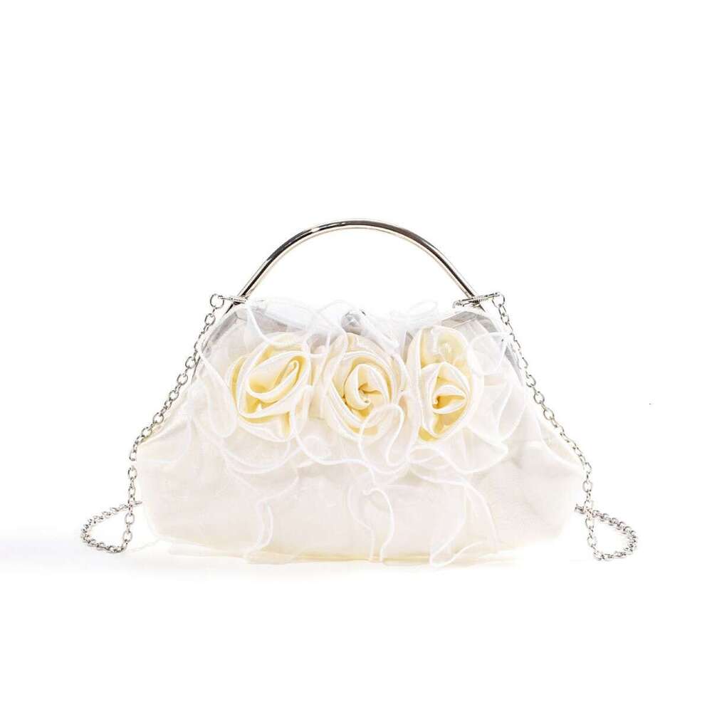 Dinner Bag New French Women S Silk Satin Mesh Handbag Niche Three Dimensional Flower Hanfu Bridal Banquet Bag KQ